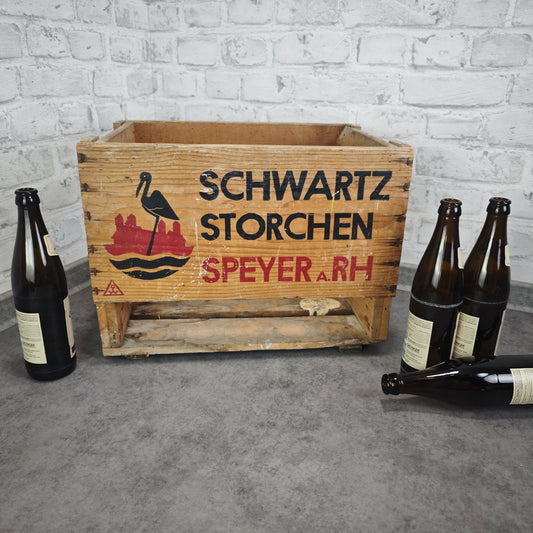 Schwartz Storchen Speyer a. Rh Bierkiste mit Logo Bierkasten Holz Vintage