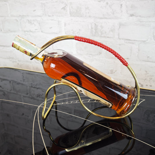 Midcentury Flaschenhalter Messing goldfarben String Ära Weinhalter 50er Jahre Retro