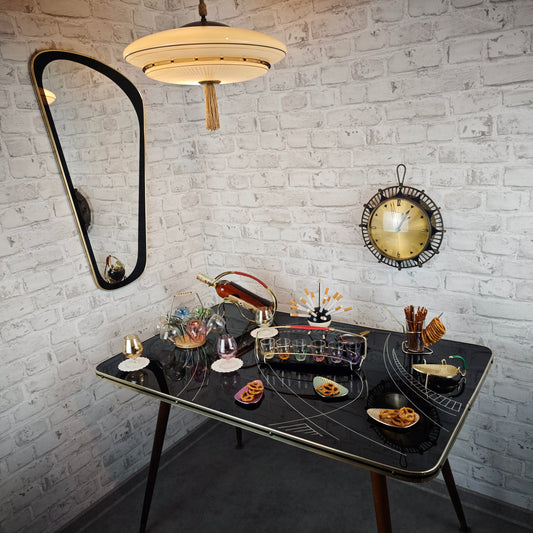 Atlanta Wanduhr 50er Jahre mechanisch Messing Wandpendeluhr Midcentury Sputnik Space Age Schlaguhr