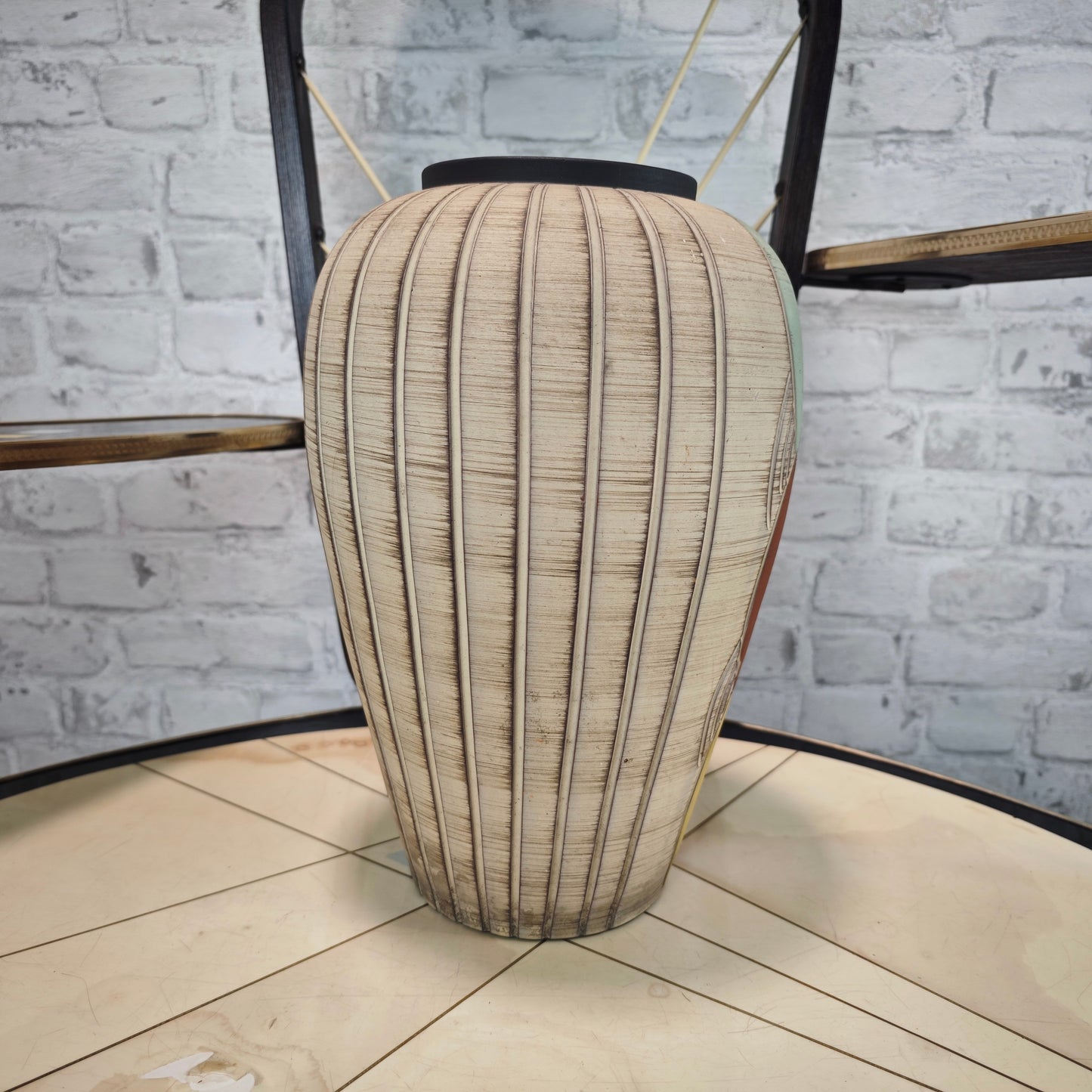 Sawa Keramik Vase 50er Jahre Franz Schwaderlapp Midcentury Vintage Reliefmuster
