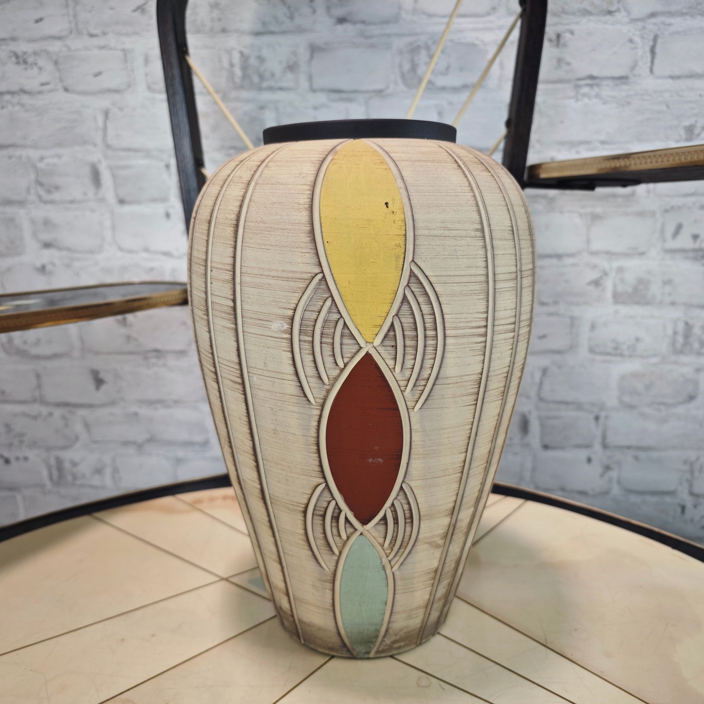 Sawa Keramik Vase 50er Jahre Franz Schwaderlapp Midcentury Vintage Reliefmuster