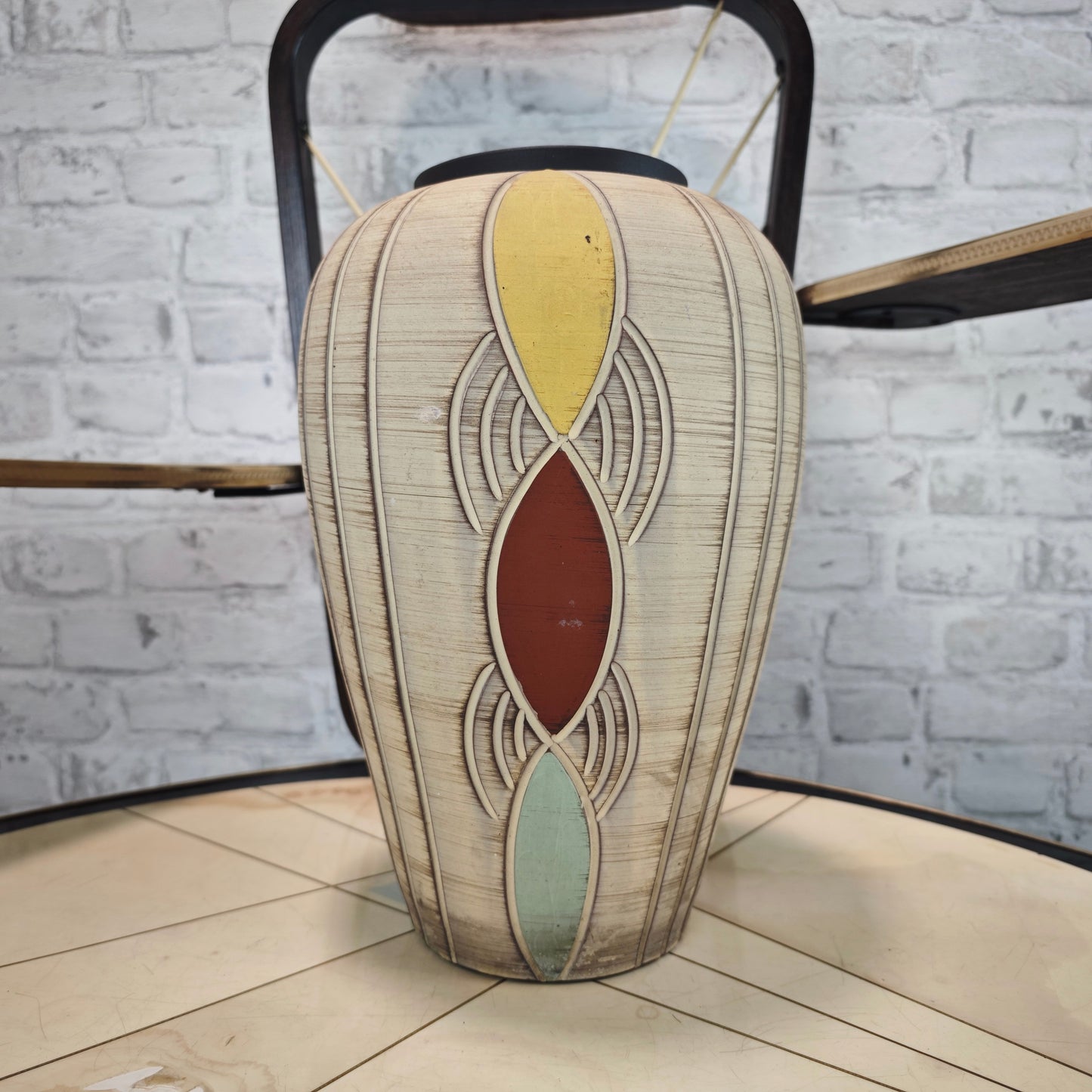 Sawa Keramik Vase 50er Jahre Franz Schwaderlapp Midcentury Vintage Reliefmuster