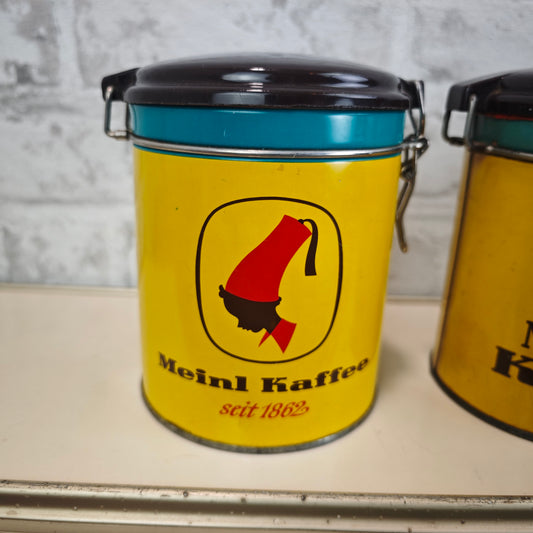 Meinl Kaffee Vorratsdosen Set 3 Stück Gelb Türkis Braun Vintage 1960er Kaffeedosen Retro Küche