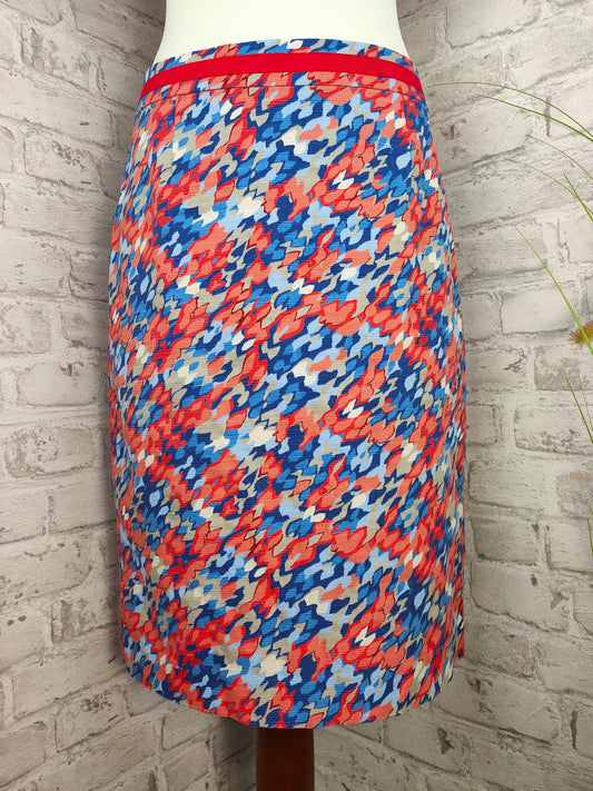 2-piece outfit skirt pencil skirt graphic pattern salmon red blue white & long sleeve knit top combination style bundle clothing set