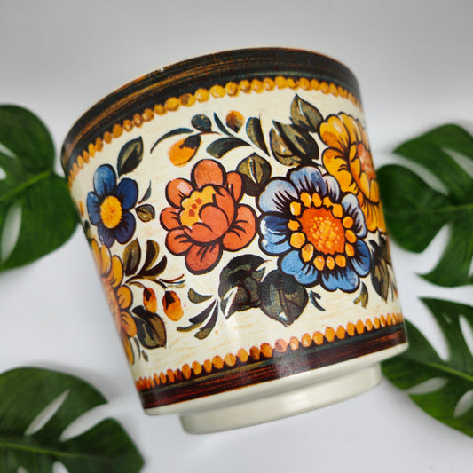 Emsa Pot de fleurs en plastique à motif floral Goblincore Grannycore Mid-Century Années 60-70 Ère atomique Hippie Boho Pot de fleurs