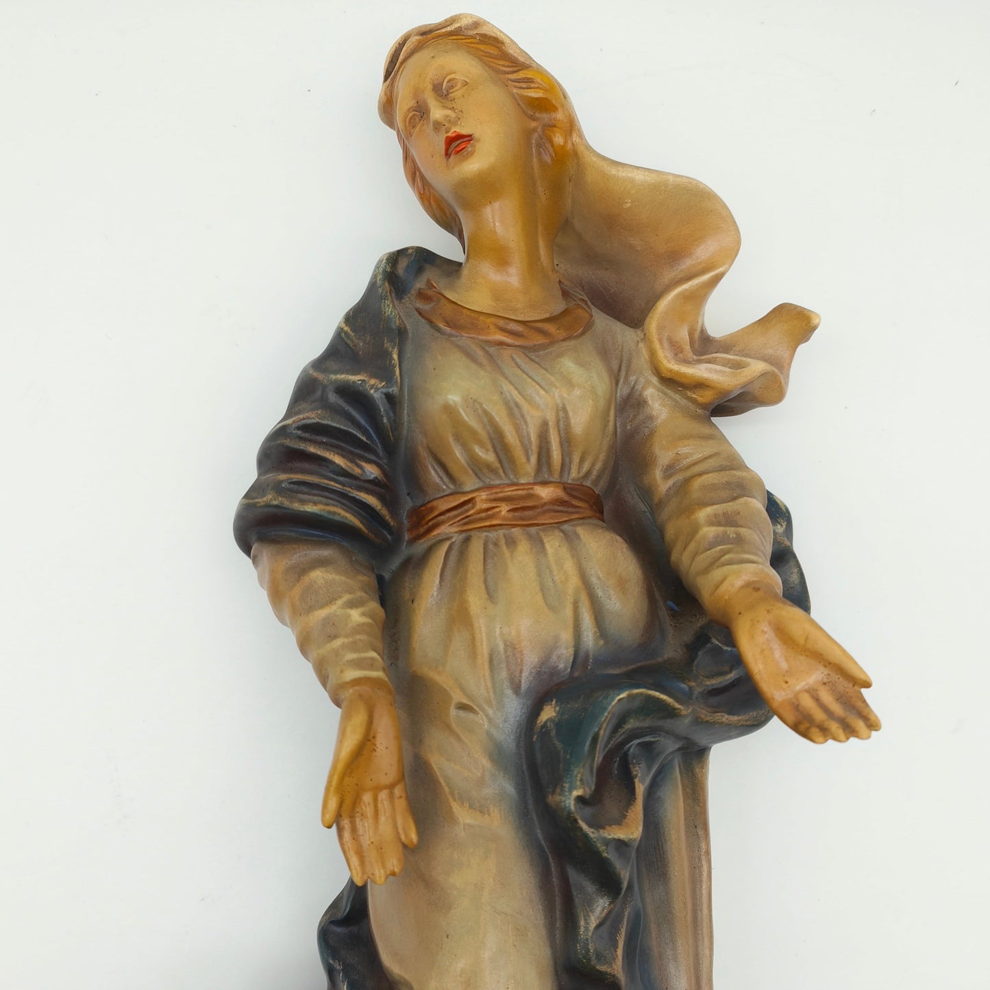 RS Cortendorf Mondsichelmadonna Wandfigur Keramik Madonna Maria 42 cm Sakral Kunst Vintage religiöse Ikone Engel Wanddeko Handarbeit