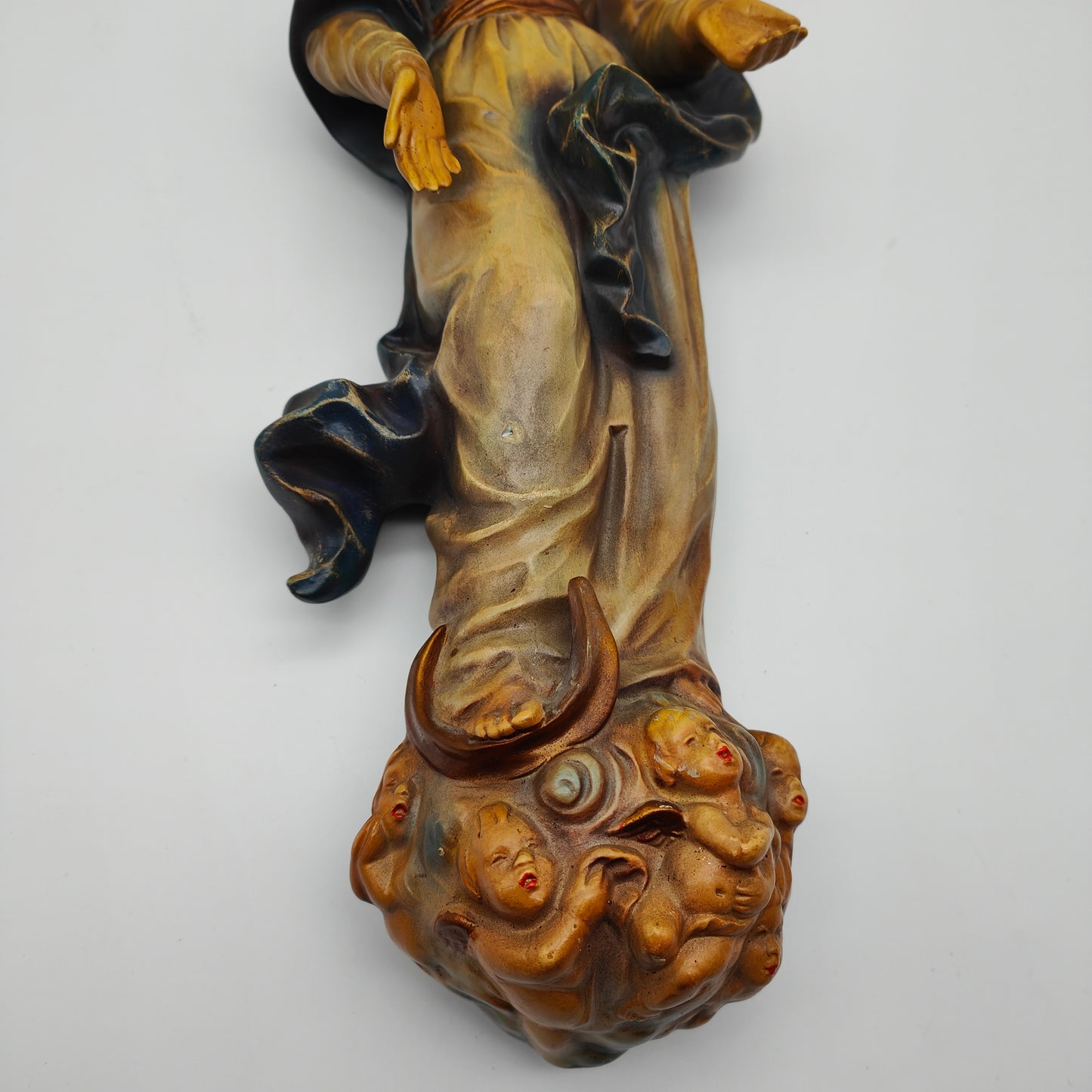 RS Cortendorf Mondsichelmadonna Wandfigur Keramik Madonna Maria 42 cm Sakral Kunst Vintage religiöse Ikone Engel Wanddeko Handarbeit