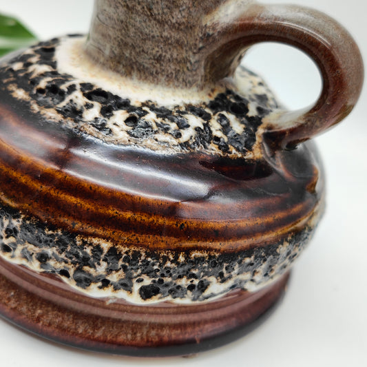 Fat Lava Vase Jug Brown Beige White Solifleur WGP West German Pottery Mid Century 70s Ceramic Space Era Atomic Age Loft Bookshelf Wealth