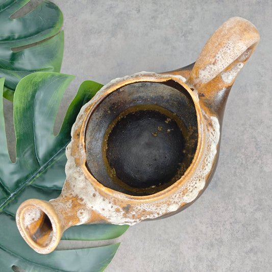 Fat Lava vase in watering can shape planter Rudolph Ratekau 2401 beige brown WGP West German Pottery Mid Century space age Loft planter 70s