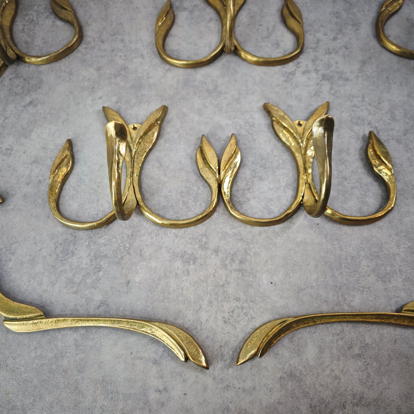 Garderobe Hakenleiste Blätterform Haken Kleiderbügel Kleiderhaken Messing Kleiderleiste vintage Flur Jugendstil Hollywood Regency