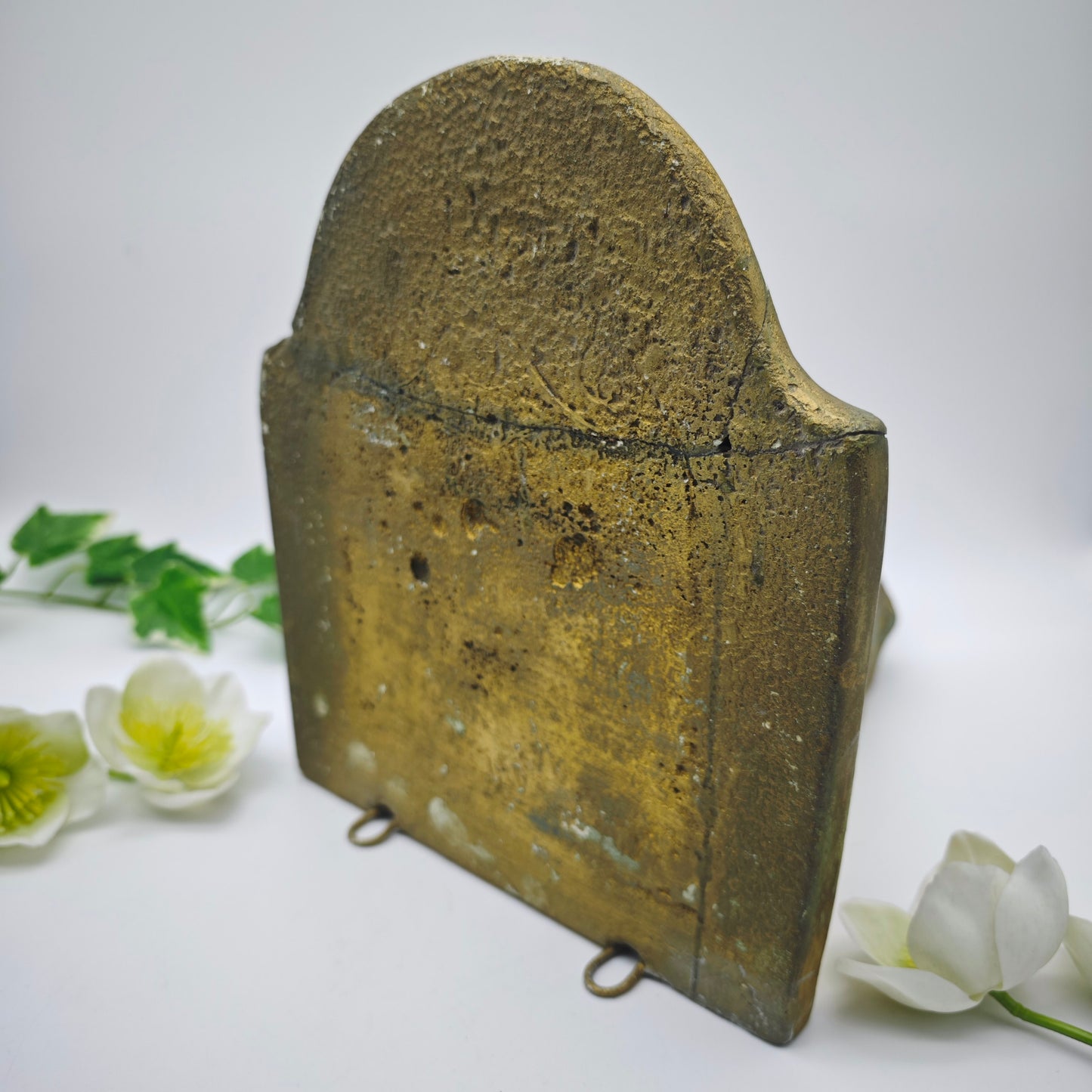 Barocker Wandkonsolensockel goldfarben Muschelverzierung Vintage Podest Colmar Keramik Wandhalterung Shabby Chic Flur Deko Altarpodest