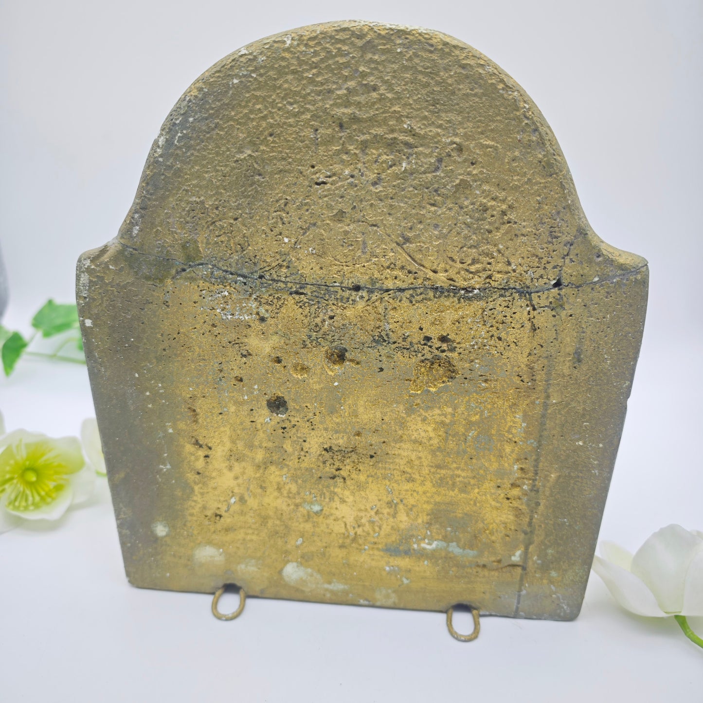 Barocker Wandkonsolensockel goldfarben Muschelverzierung Vintage Podest Colmar Keramik Wandhalterung Shabby Chic Flur Deko Altarpodest