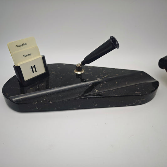 Ensemble de bureau avec calendrier perpétuel, porte-stylo, porte-lettres, marbre noir, classeur, organisateur de bureau, ensemble de décoration de bureau