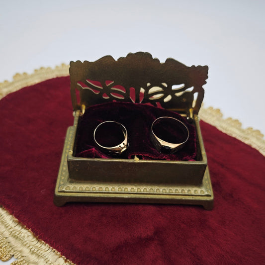 Boîte à bagues en laiton Art Nouveau, feuilles de tournesol, boîte à bijoux de mariage, boîte à bijoux vintage, boîte à bagues, boîte en laiton