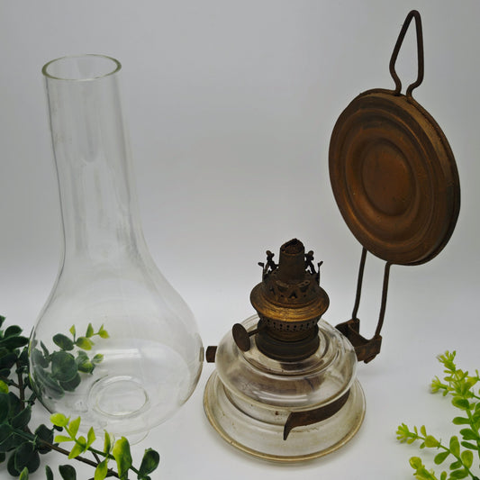 Petroleum lamp light glass cosmos burner gold-colored wall blaker oil lamp mirror wall lamp farmhouse antique