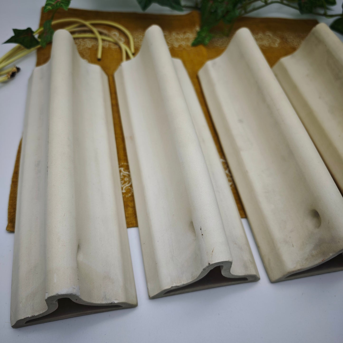 Bay Keramik 4er Set Luftbefeuchter Heizkörper Blau Weiß Blumenmotiv Vintage 60er Jahre Raumklima