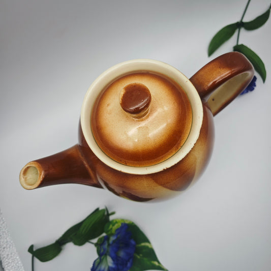 Teapot spray decor 2l Porta Keramikwerke Josef Brauers Art Deco ceramic brown white reddish brown antique 1930s