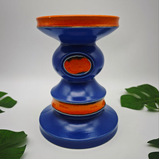 Candle holder ceramic blue orange fat lava mid century 70s retro candlestick West German Pottery Boho Chic Pop Art Space Age home accessory
