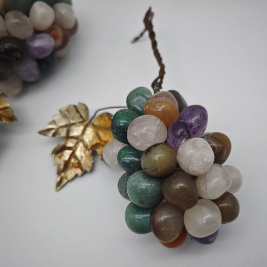 2x grapes made of amethyst agate carnelian table decoration purple violet brown gemstones healing stones tumbled stones artificial fruit wine bar decoration handmade