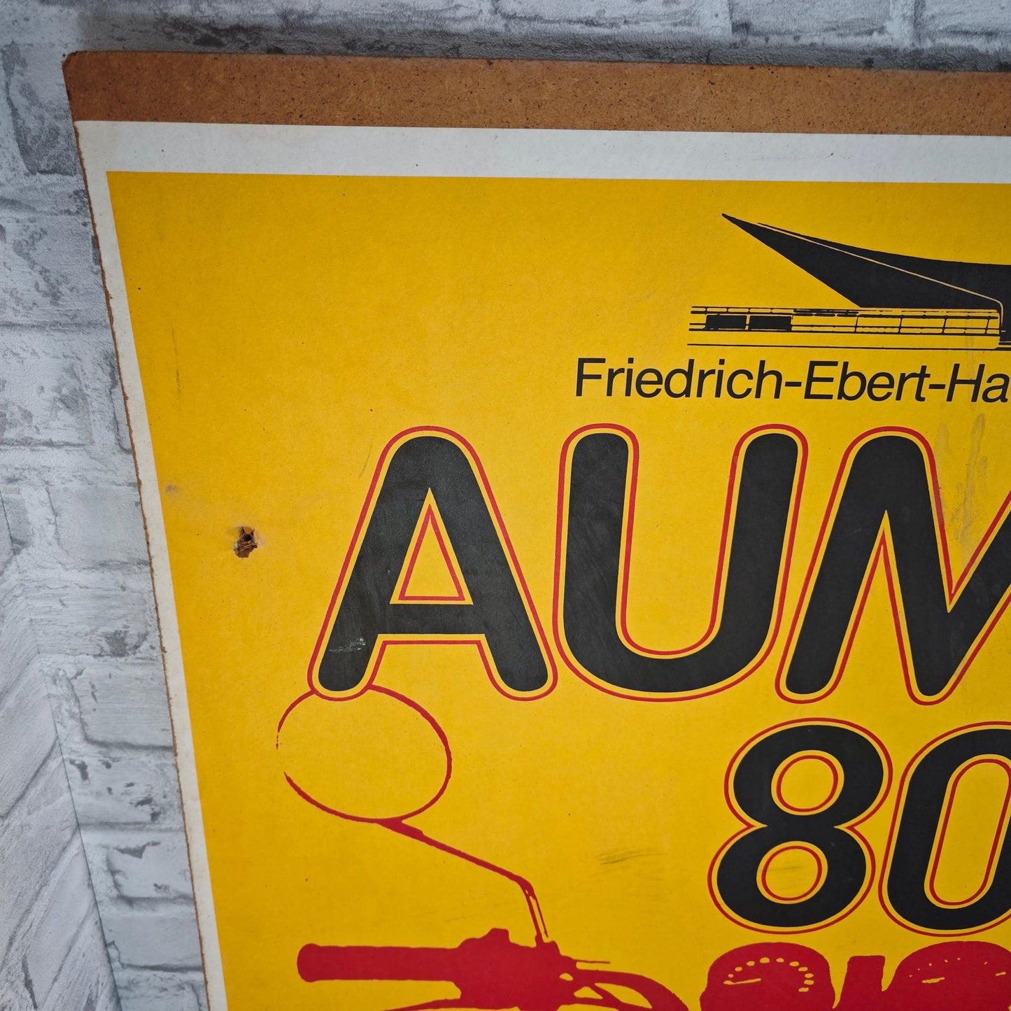 Affiche publicitaire originale Aumot 80 Ludwigshafen 1980 Autosalon Salon Moto Années 70 Design 125 cm