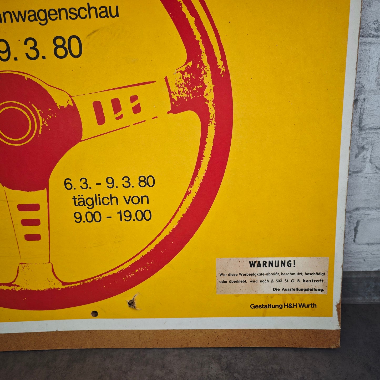 Affiche publicitaire originale Aumot 80 Ludwigshafen 1980 Autosalon Salon Moto Années 70 Design 125 cm
