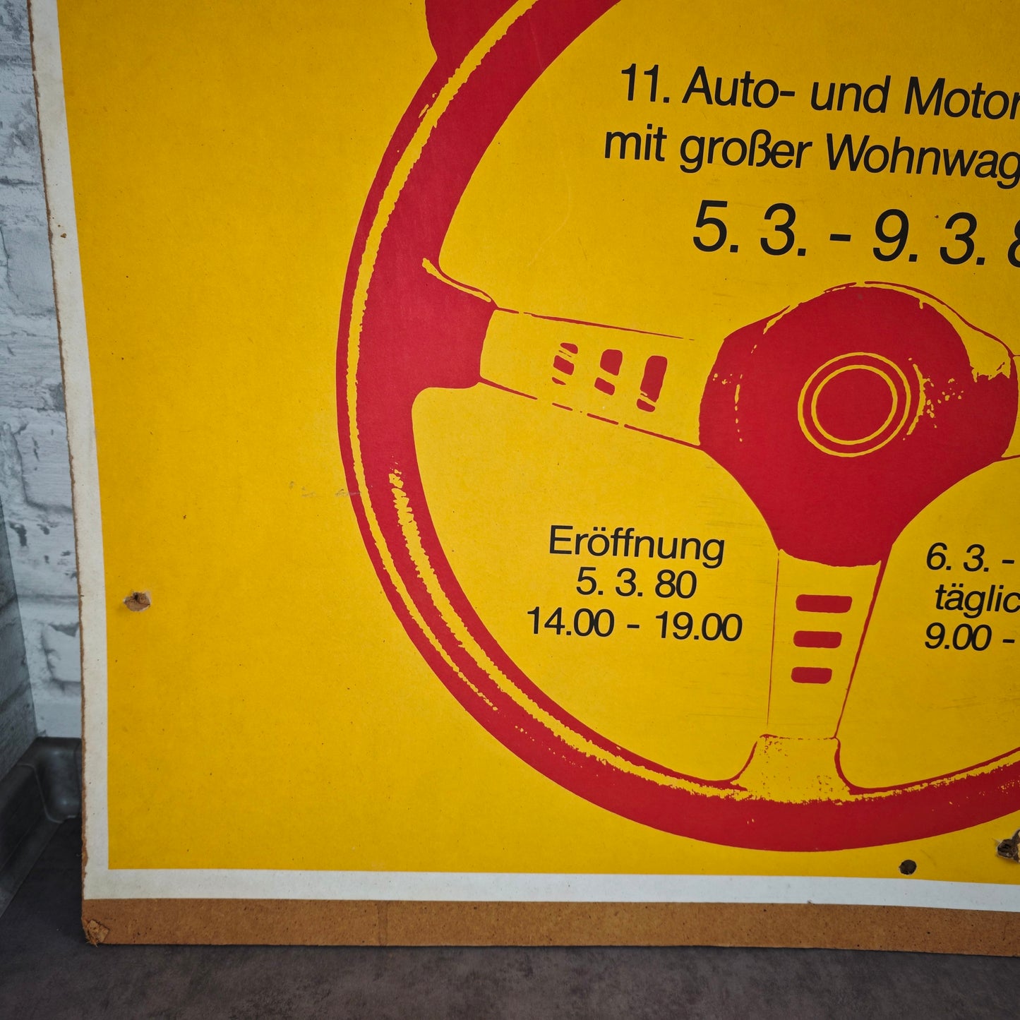 Affiche publicitaire originale Aumot 80 Ludwigshafen 1980 Autosalon Salon Moto Années 70 Design 125 cm