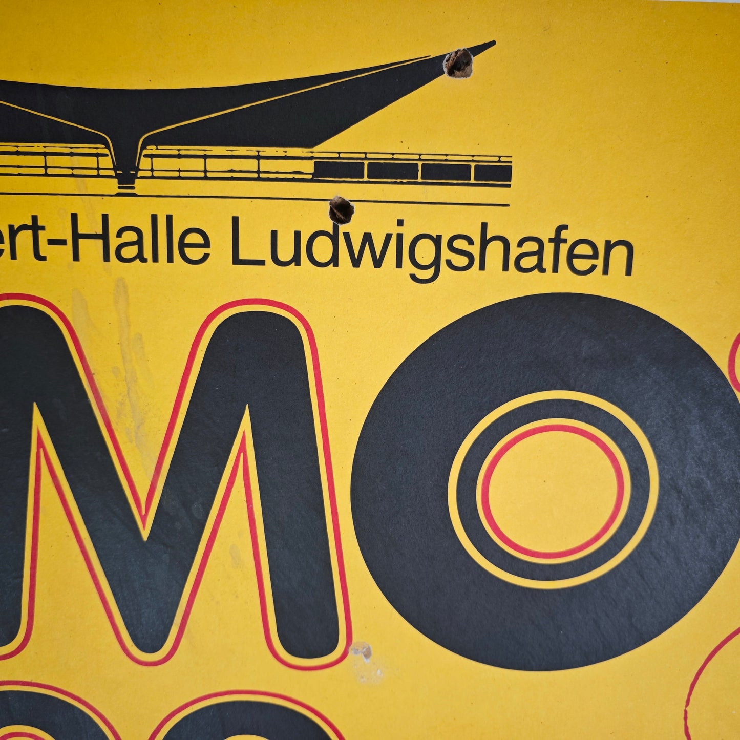 Affiche publicitaire originale Aumot 80 Ludwigshafen 1980 Autosalon Salon Moto Années 70 Design 125 cm