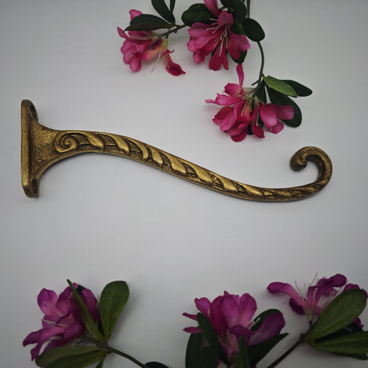 Patère murale en laiton avec vrille de feuille, patère courbée, porte-manteau vintage, 22 cm de profondeur, Art Nouveau