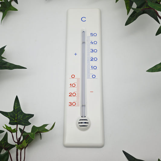 Thermometer Celsius Wand weiß Metall Emailleoptik Vintage Industrie 22 cm