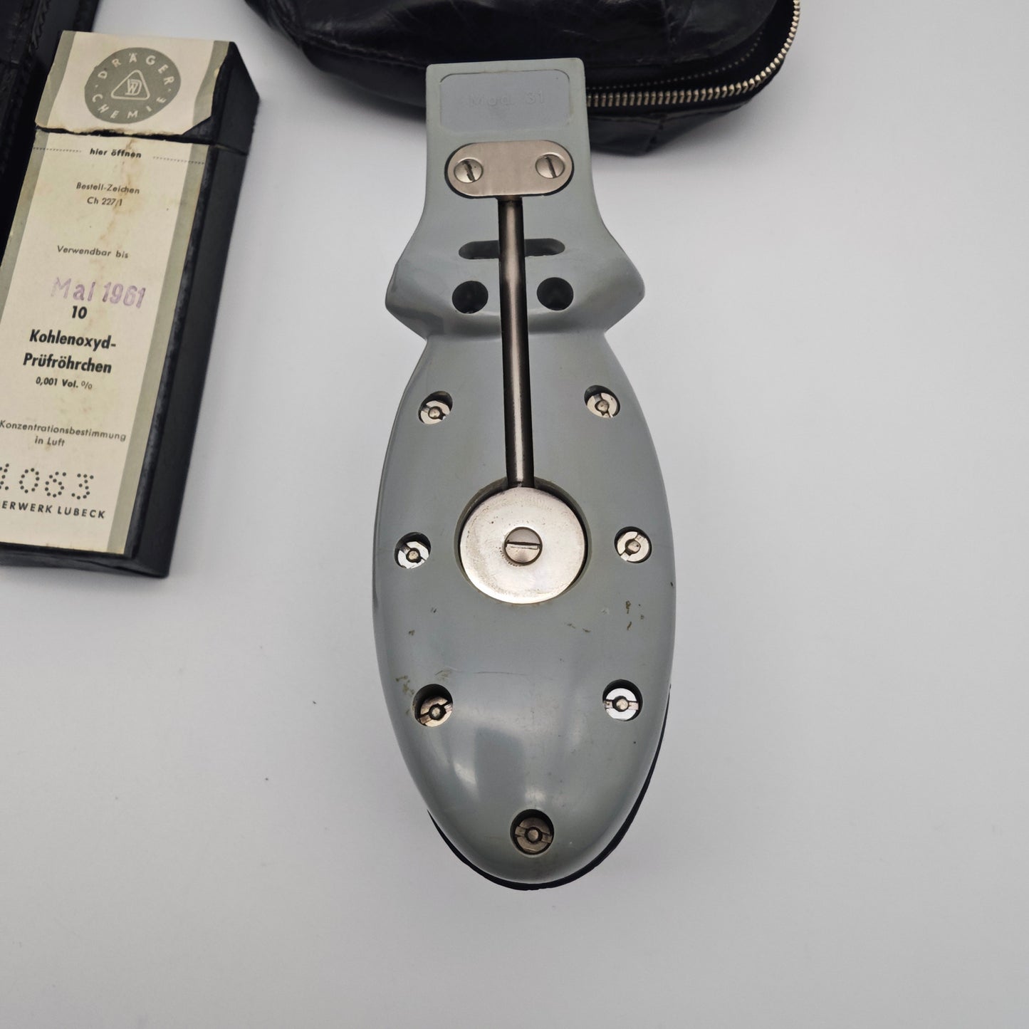 Dräger Gasmessgerät Mod 31 Das Detektor Handpumpe CO Röhrchen vintage 1960er