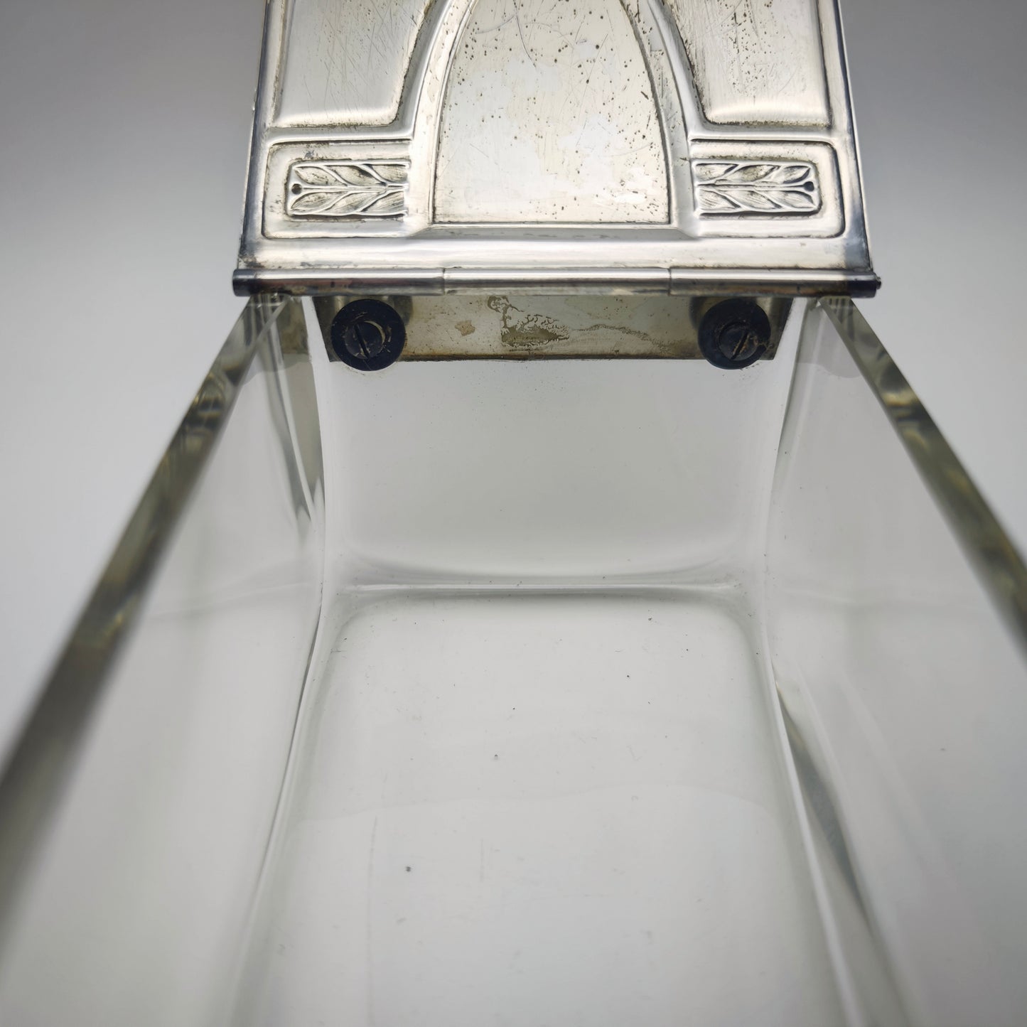 WMF Zigarrendose Glas mit versilbertem Art Deco Deckel antik Rarität Aufbewahrung