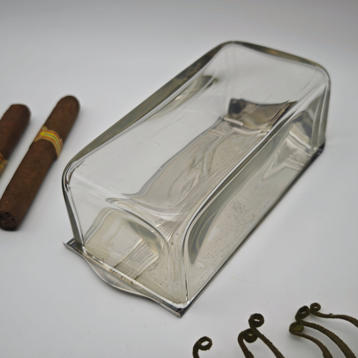 WMF Zigarrendose Glas mit versilbertem Art Deco Deckel antik Rarität Aufbewahrung
