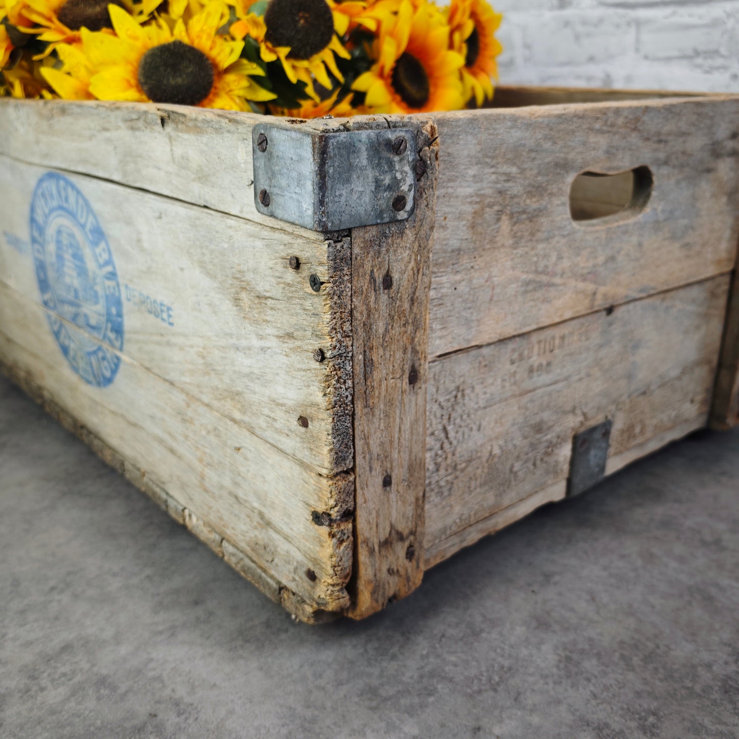 Antike Holzkiste De Werkende Bie Poperinghe Bäckerei Transportkiste Lebkuchen Kiste Vintage Loft Deko Aufbewahrung