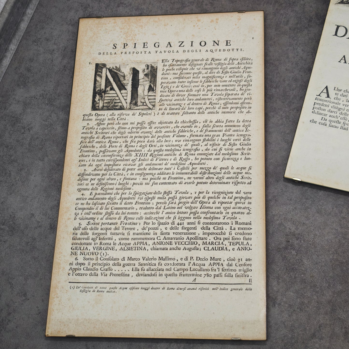 3 antike Kupferstich Buchseiten Giovanni Battista Piranesi 1756 Le Antichità Romane gerahmt
