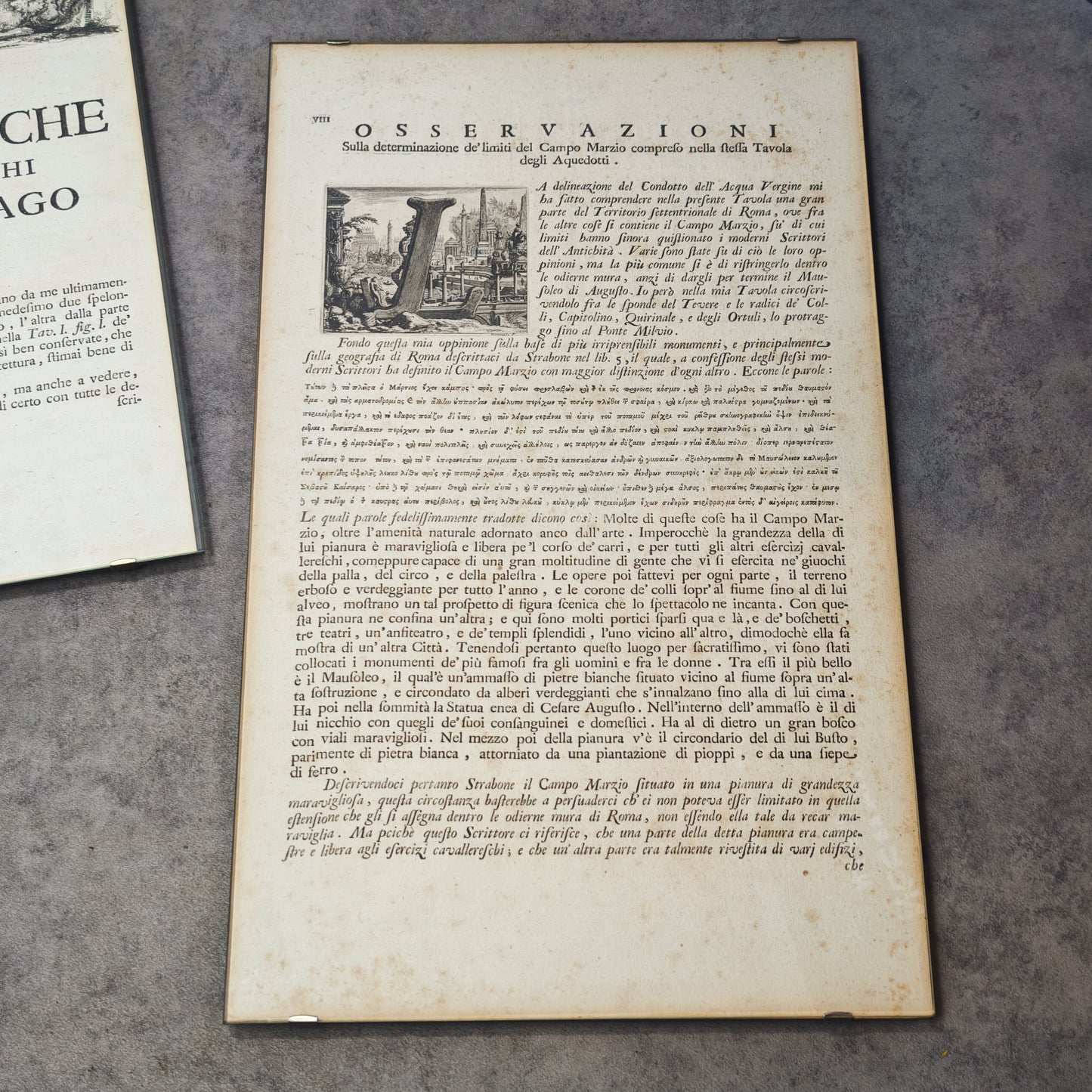 3 antike Kupferstich Buchseiten Giovanni Battista Piranesi 1756 Le Antichità Romane gerahmt