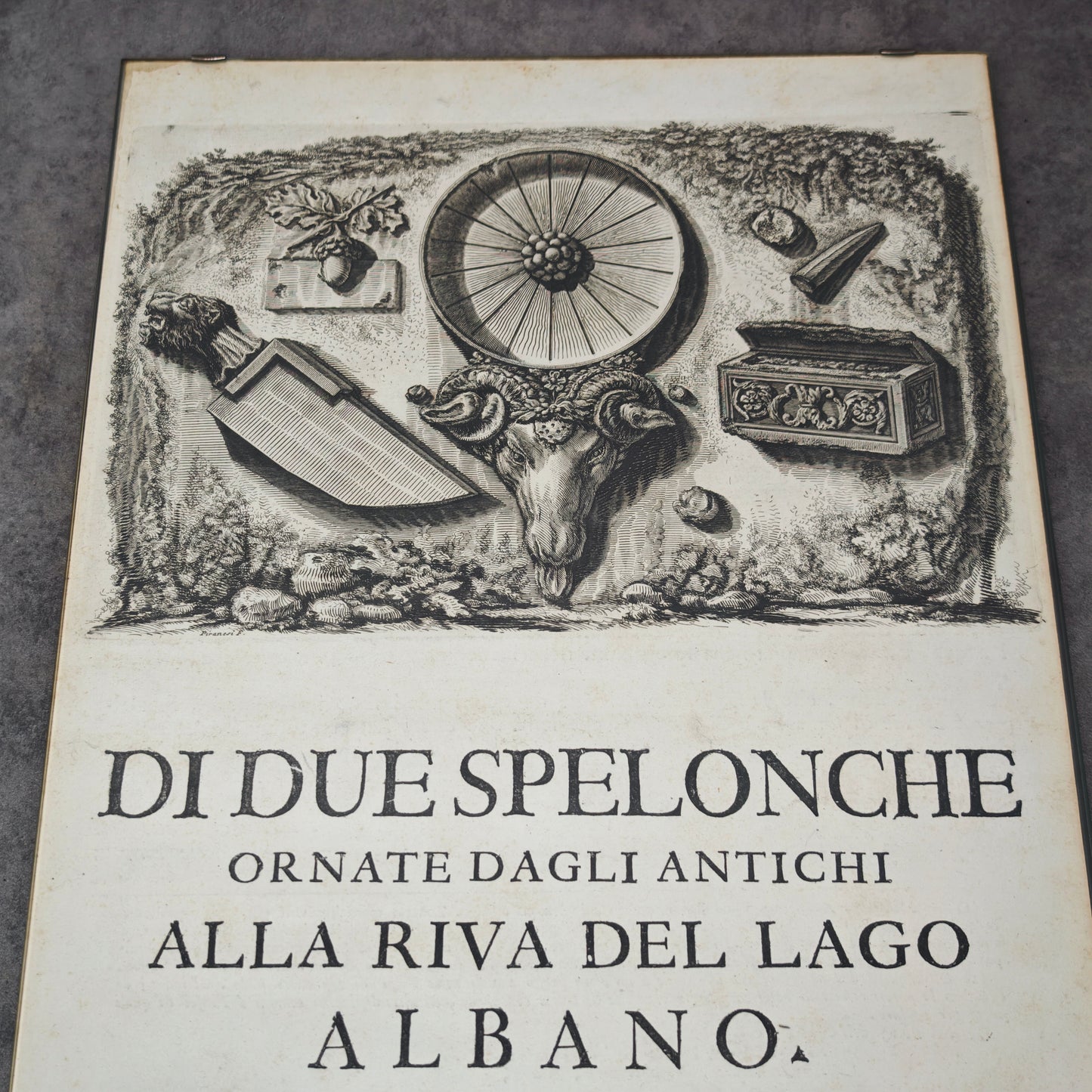 3 antike Kupferstich Buchseiten Giovanni Battista Piranesi 1756 Le Antichità Romane gerahmt