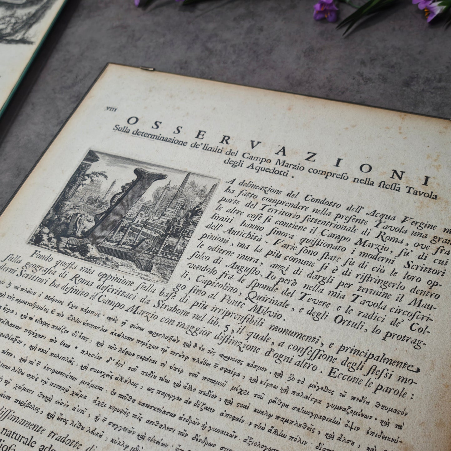 3 antike Kupferstich Buchseiten Giovanni Battista Piranesi 1756 Le Antichità Romane gerahmt
