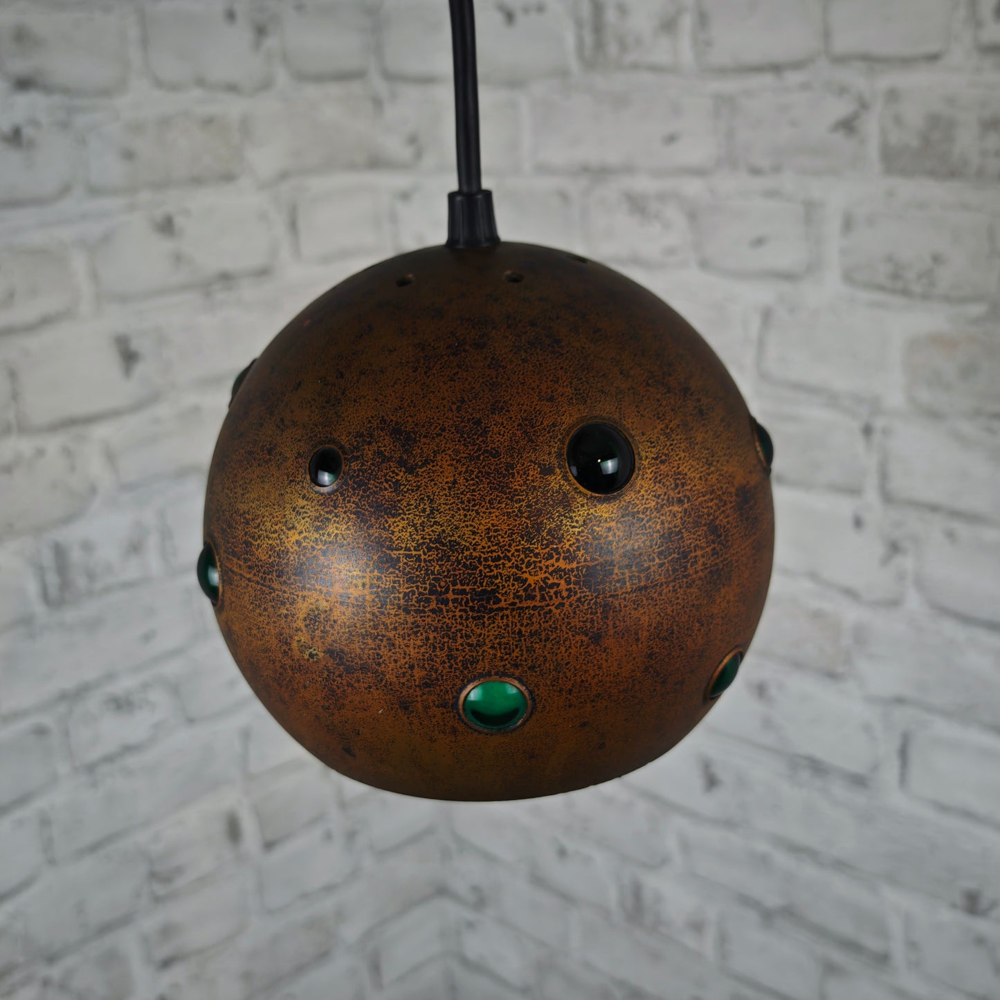 Nanny Still McKinney RAAK Kupfer Pendelleuchte mit grünem Glas Ø18 cm Vintage 1960er