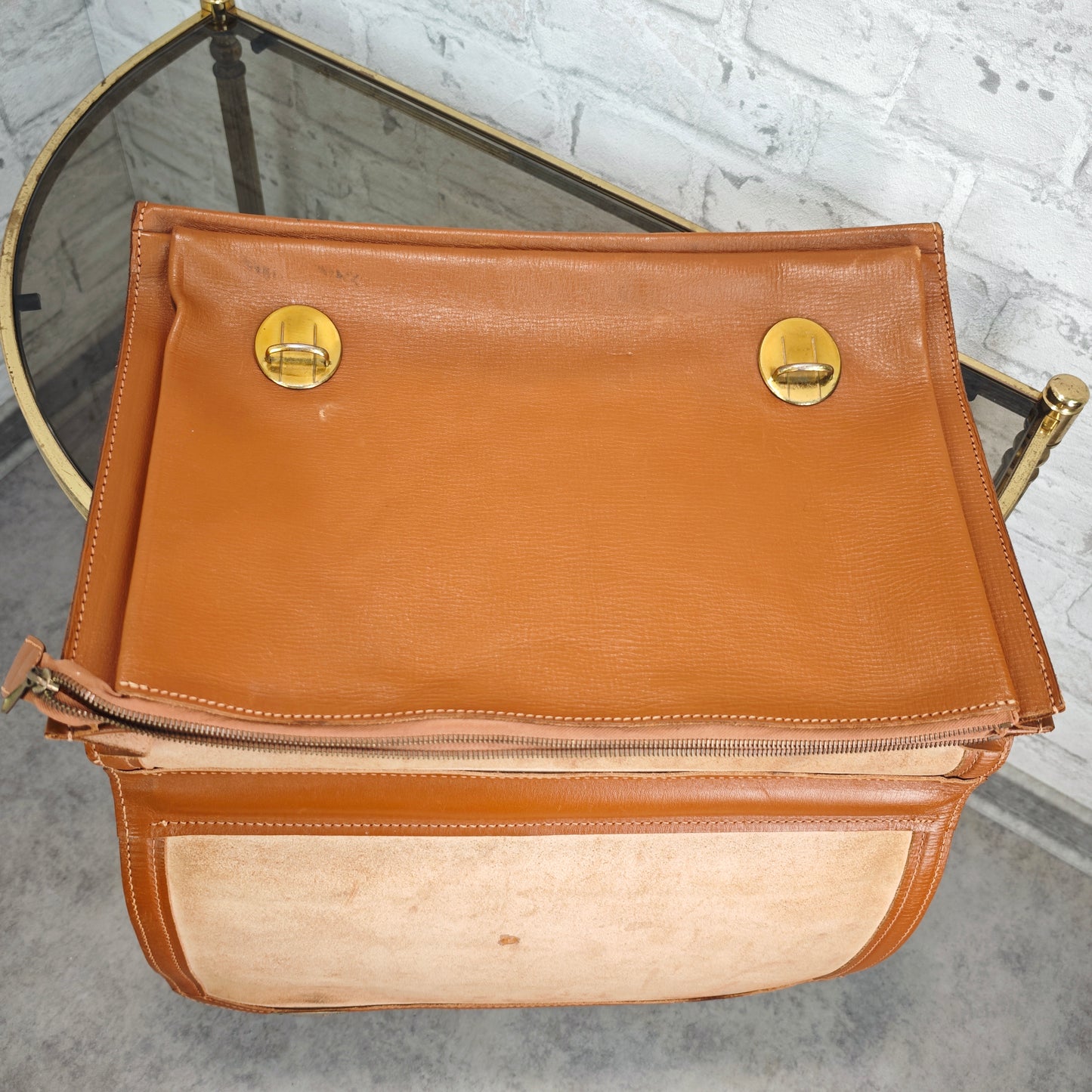 Ledertasche Aktentasche braun Lehrertasche aus Leder mit Messingverschlüssen, Lehrertasche mit drei Innenfächern