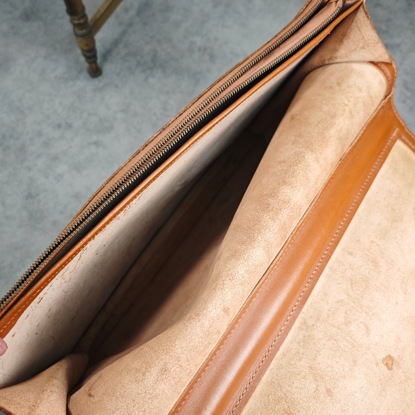 Ledertasche Aktentasche braun Lehrertasche aus Leder mit Messingverschlüssen, Lehrertasche mit drei Innenfächern