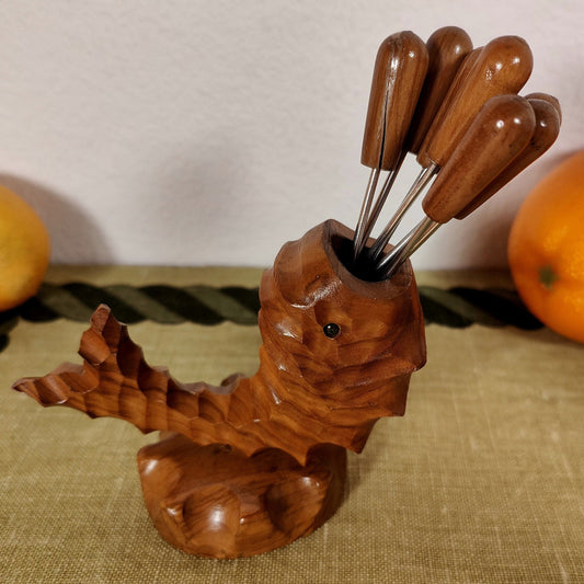 Cocktail skewers sets wooden motif Viking fish punch skewers olive skewers party skewers party forks fruit cheese fork midcentury holder party picker