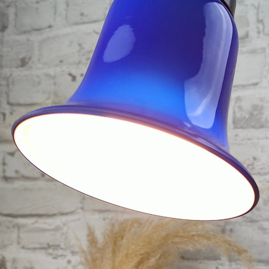 Plafonnier Lamptique DL1000 laiton abat-jour verre lampe en verre feuille fleur bleu opale or classique suspension abat-jour conique art déco Art Nouveau