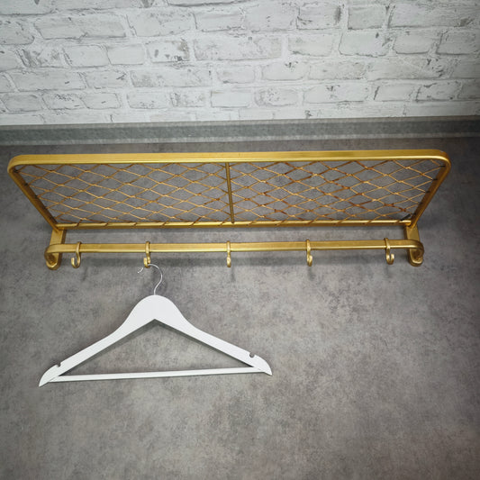 Wandgarderobe 50er Aluminium gold Hutablage vintage Midcentury Art Deco Stil