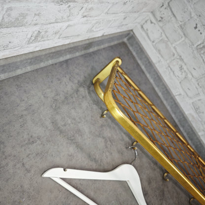 Wandgarderobe 50er Aluminium gold Hutablage vintage Midcentury Art Deco Stil