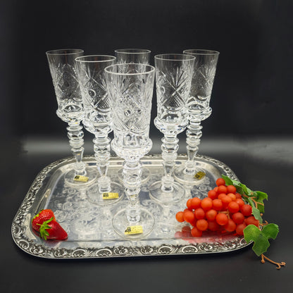 6x Sektflöten Cristal de Paris M.F. Stern Sektglas handgeschliffen Kristallglas Bleikristall Hochzeit Dinner