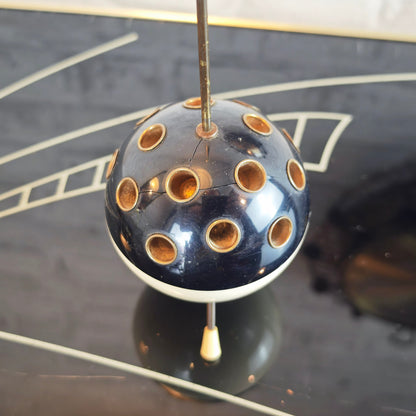 Sputnik Zigarettenhalter Kugel schwarz weiß Tripod Space Age Midcentury 50er Jahre