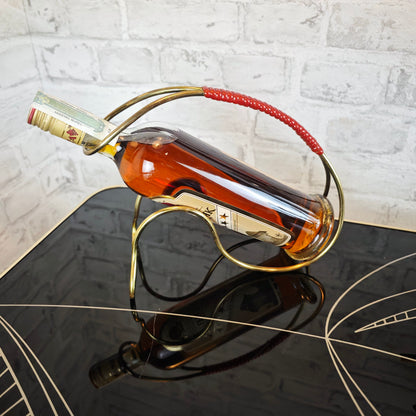 Midcentury Flaschenhalter Messing goldfarben String Ära Weinhalter 50er Jahre Retro
