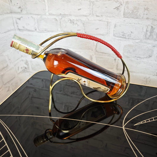 Midcentury Flaschenhalter Messing goldfarben String Ära Weinhalter 50er Jahre Retro