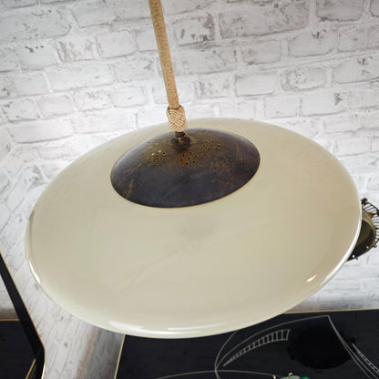 Midcentury Ufo Hängeleuchte 50er Jahre Glas Messing Quaste Sputnik Space Age Pendellampe Retro
