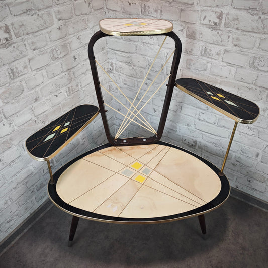 Midcentury Blumenhocker 50er Jahre Pflanzentisch Etagere mit Linienmuster Space Age Retro